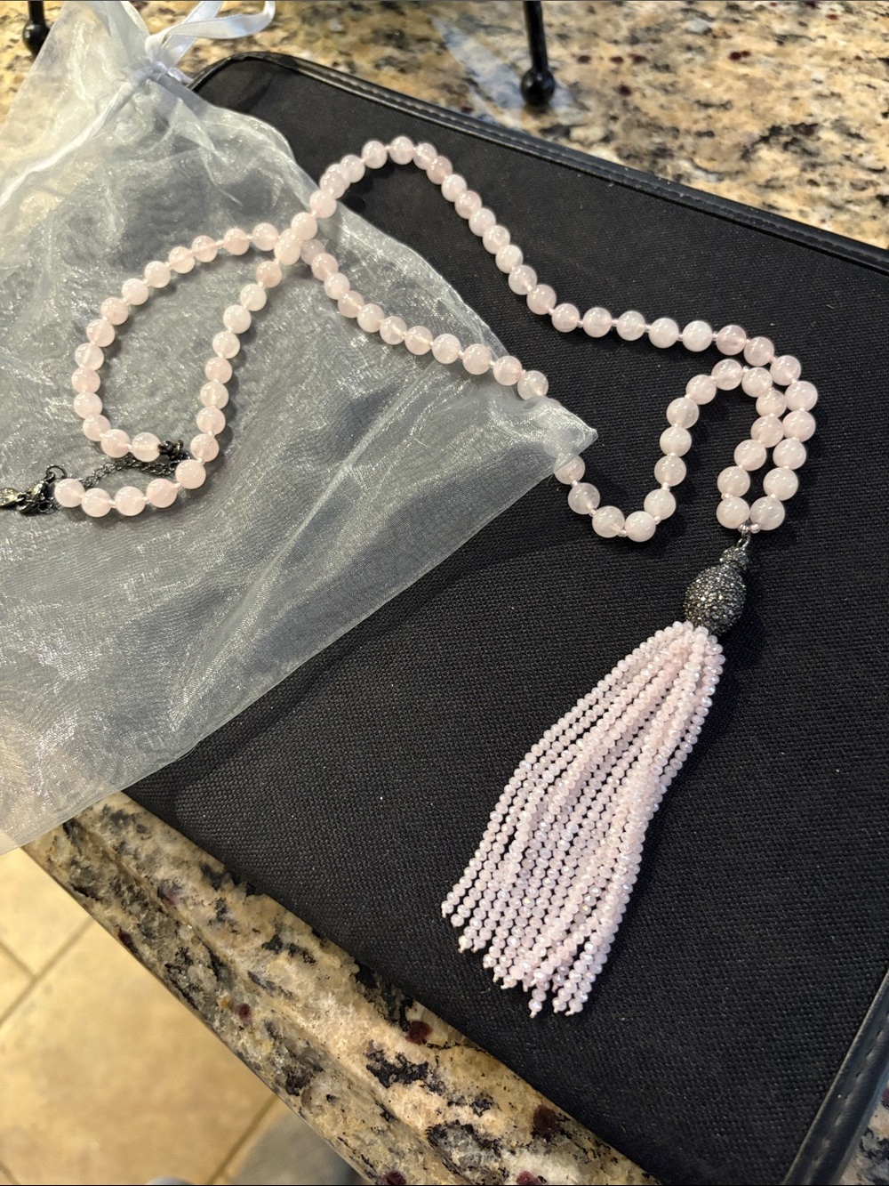 Sequin Pink Beaded Tassel Necklace - Women Jewelry